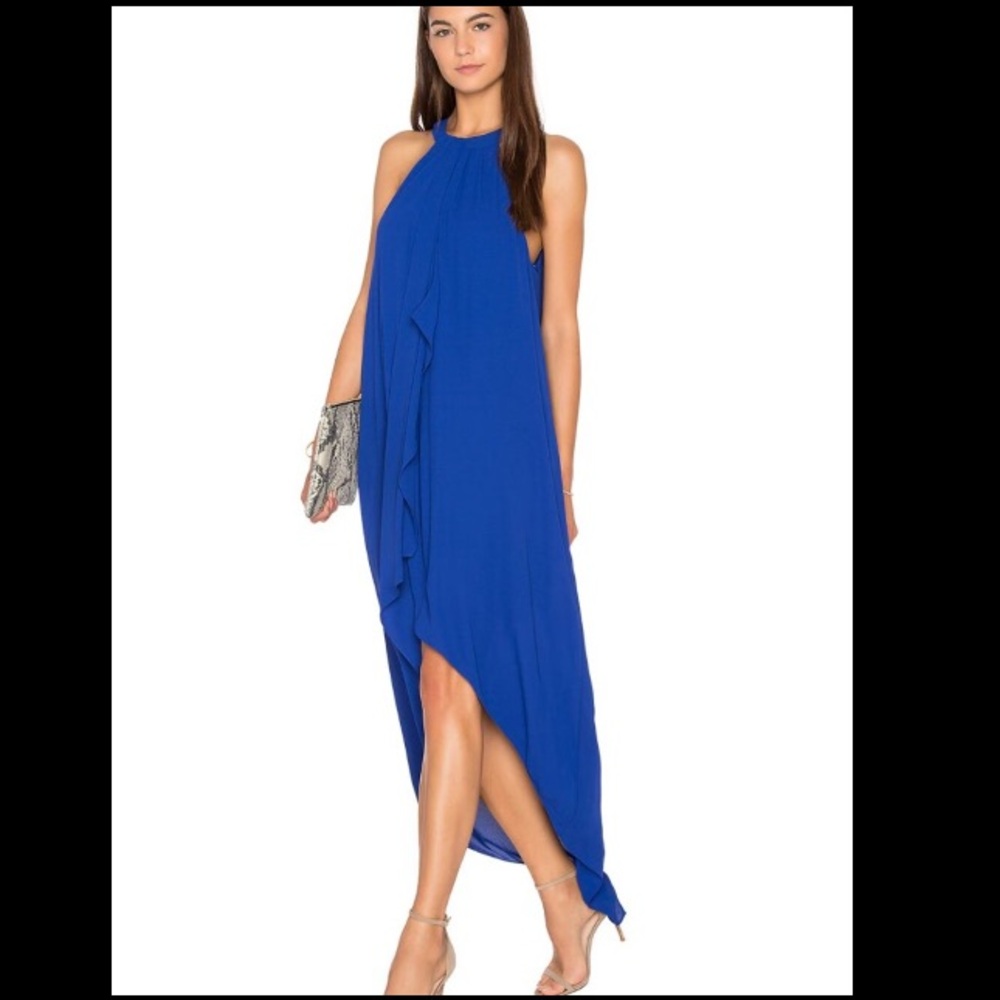BCBGMaxAzria Cobalt Blue High-Low Halter Dress